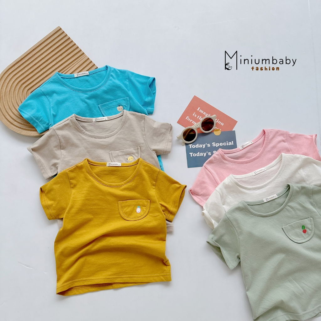 Áo thun cộc tay cho bé trai,gái kiểu dáng unisex, quần áo trẻ em ngắn tay mùa hè miniumbabyfashion chất cotton A1608