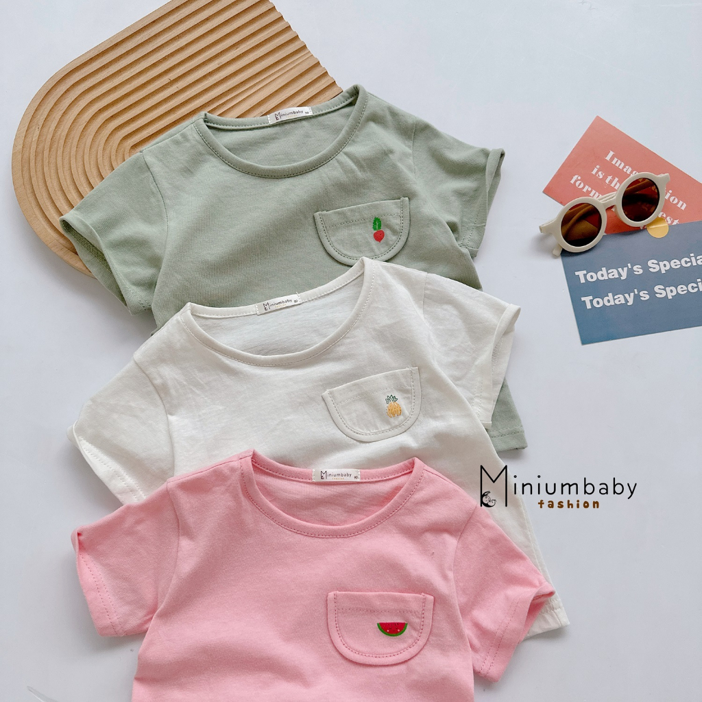 Áo thun cộc tay cho bé trai,gái kiểu dáng unisex, quần áo trẻ em ngắn tay mùa hè miniumbabyfashion chất cotton A1608