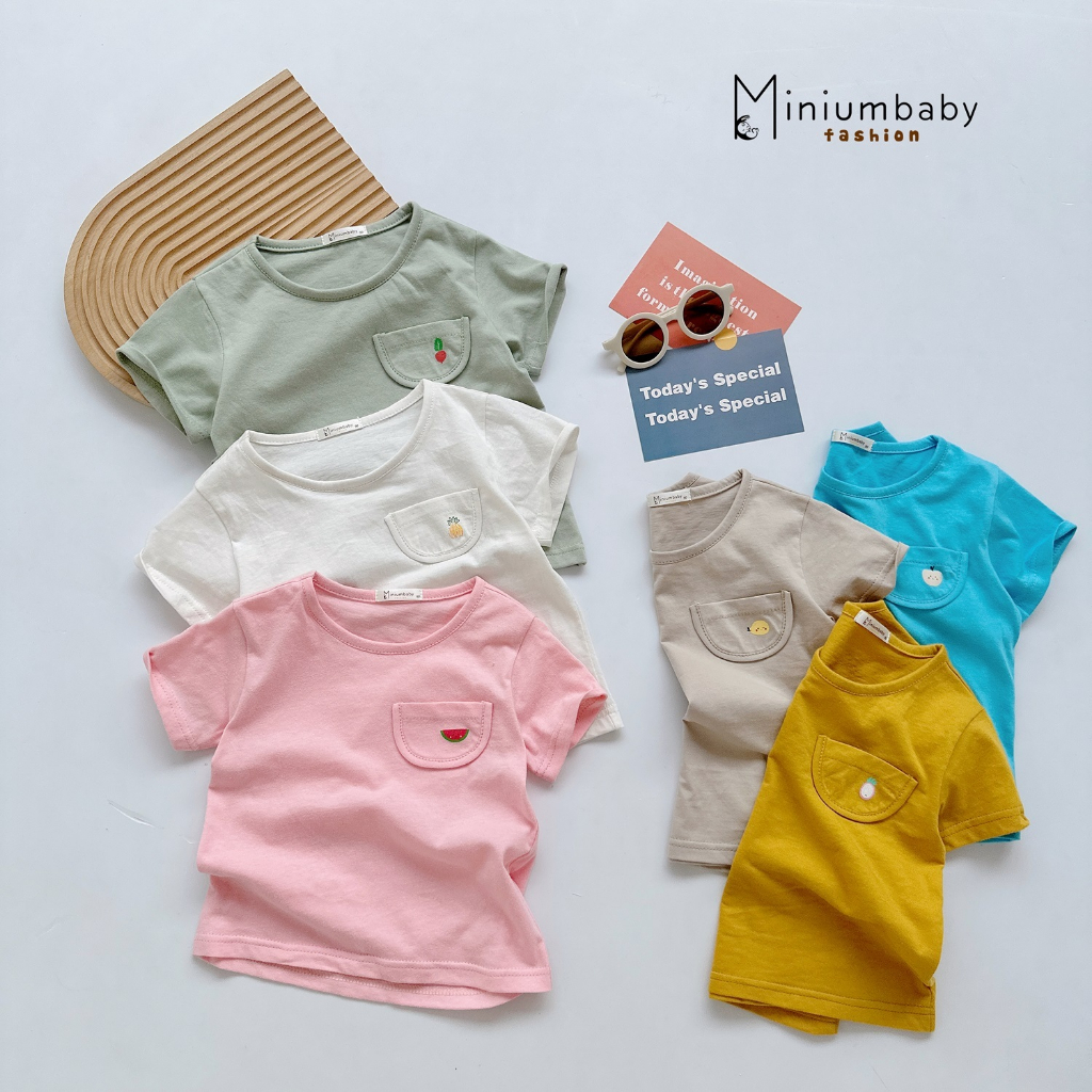 Áo thun cộc tay cho bé trai,gái kiểu dáng unisex, quần áo trẻ em ngắn tay mùa hè miniumbabyfashion chất cotton A1608