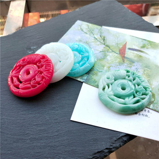 Ngọc bội resin họa tiết tròn 50*50mm nguyên liệu làm trâm làm trang sức cổ trang việt phục