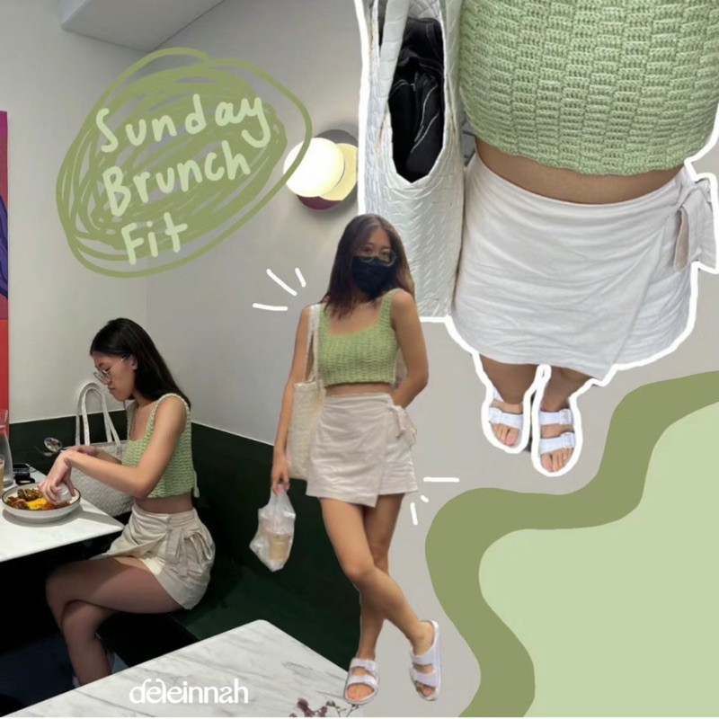 𝐋𝐈𝐋𝐈 𝐂𝐑𝐎𝐂𝐇𝐄𝐓 𝐁𝐑𝐀𝐋𝐄𝐓𝐓𝐄 I Áo croptop len Lili xanh lá mát mẻ vào mùa hè