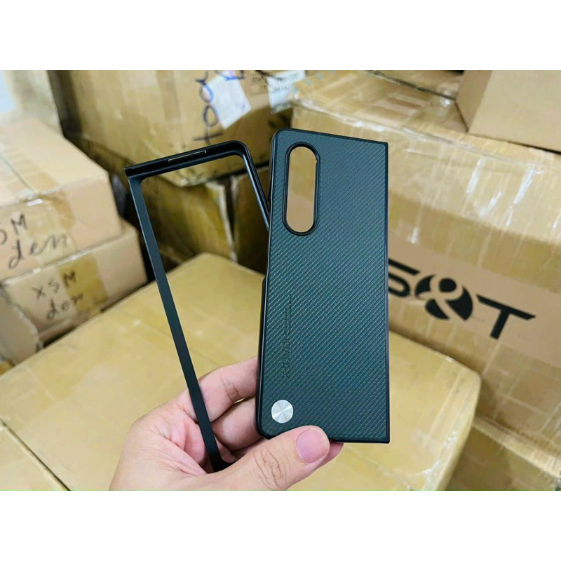 Ốp lưng X-Level vân Carbon cho Samsung Z Fold 5 5G 2 mảnh ôm máy chống vân tay