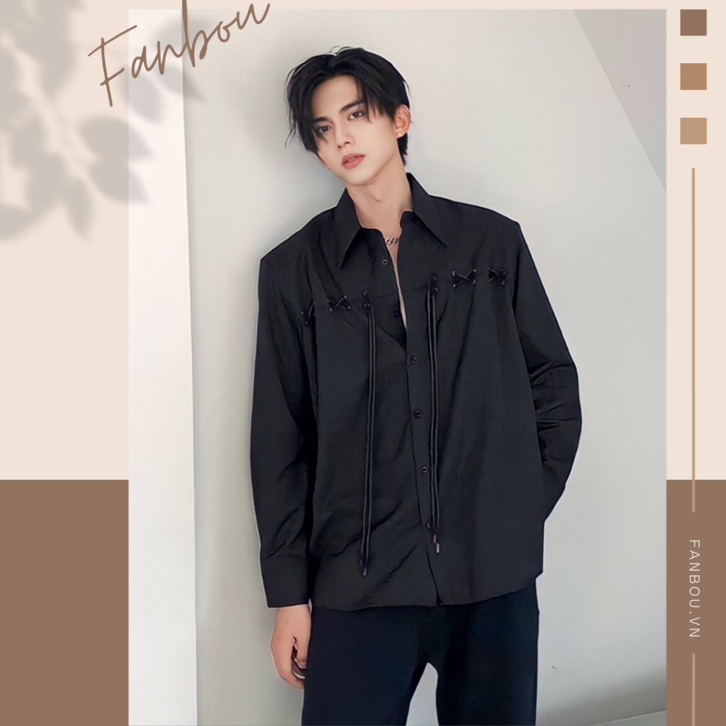 Áo Sơmi Ngực Ráp Kết Dây Tay Dài - FAN023 - FANBOU