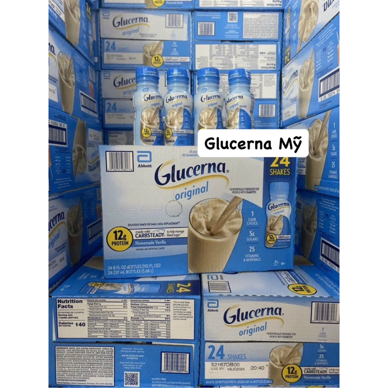 🥛[HSD 07/2024] Thùng 24 chai Sữa nước Glucerna 237ml của Mỹ Vani