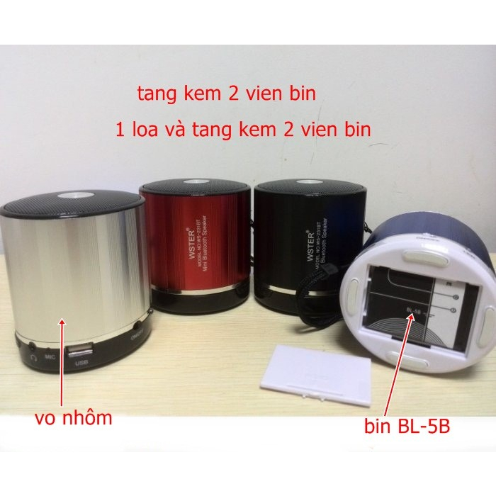 loa bluetooth vỏ nhôm WS-231BT tặng kèm 2 viên bin