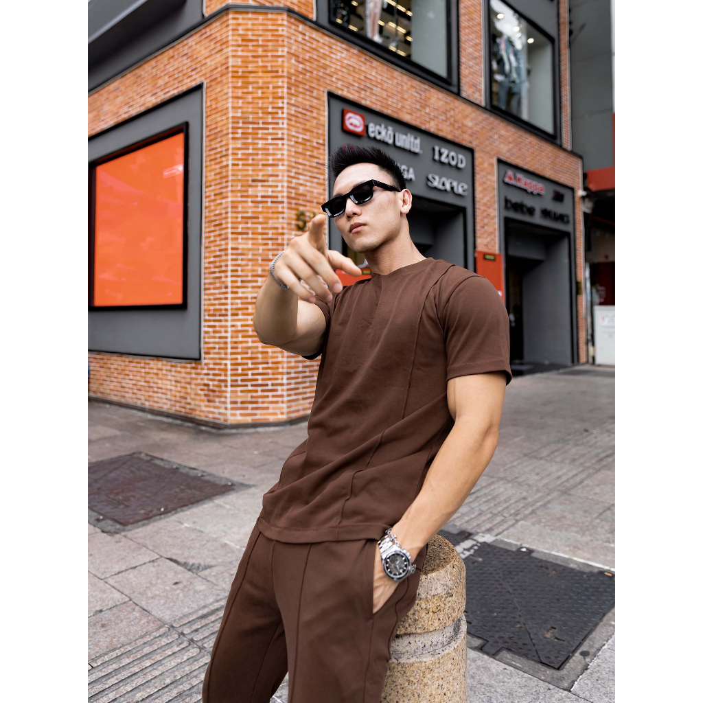 Set Nam Premium Brown T-shirt Pant Options, Chất Liệu Vải Cotton Thoải Mái, SB0017, SOMEHOW