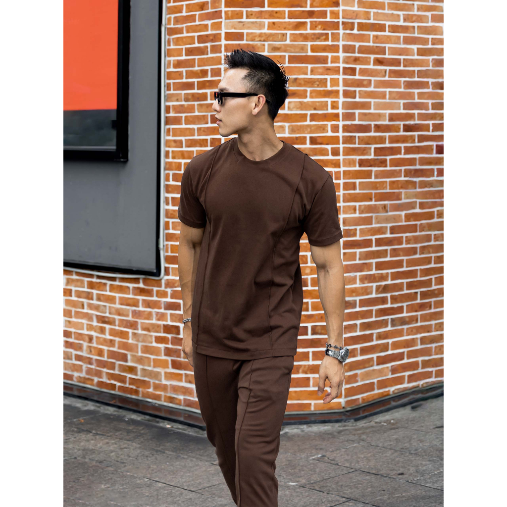 Set Nam Premium Brown T-shirt Pant Options, Chất Liệu Vải Cotton Thoải Mái, SB0017, SOMEHOW