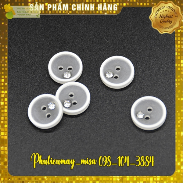 Nút áo sơ mi nhựa đính hạt cườm cực sang size 1.2cm, 1.5cm (20 nút)
