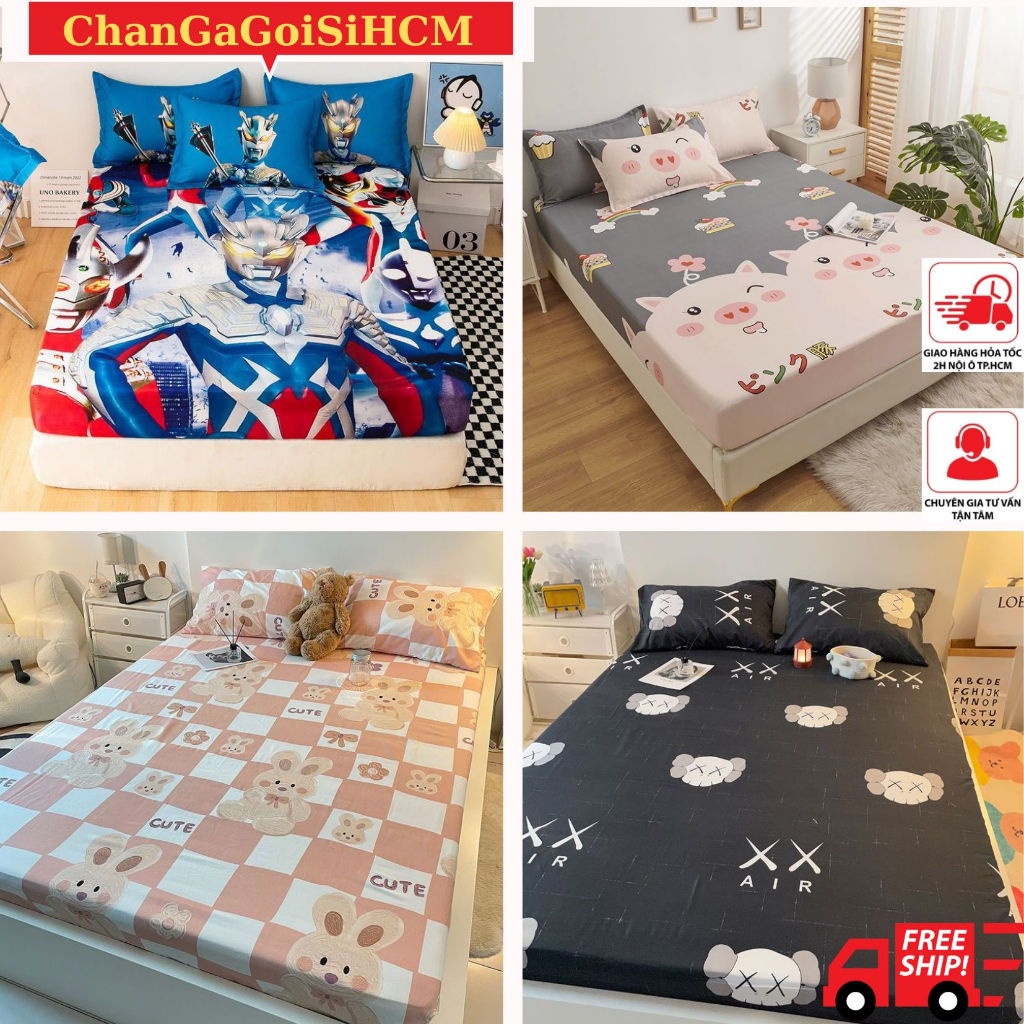 Ga giường được bo chun miễn phí, vải cottonpolly kích thước 1M/1M2x2M, Ga Nệm 1M/1M2 nhiều MẪU Lựa c