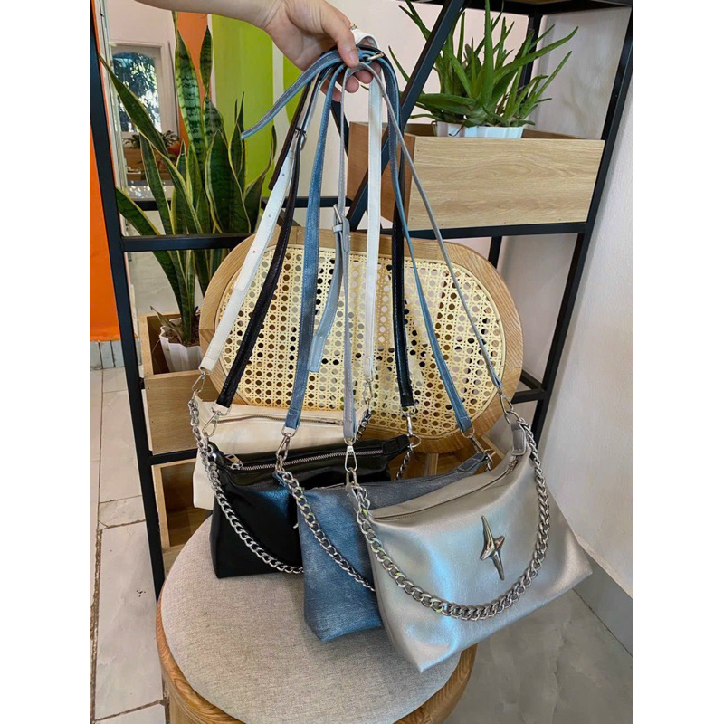 Túi Xách Nữ Pha Dây Xích, Túi Nữ Kẹp Nách Đeo Chéo Thời Trang