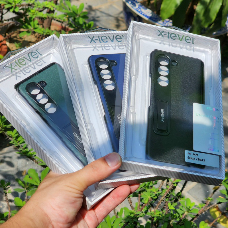 Ốp lưng X-Level da kèm kệ cho Samsung Z Fold 5/ Z Fold 4 5G Utmost Pain siêu đẹp sang trọng