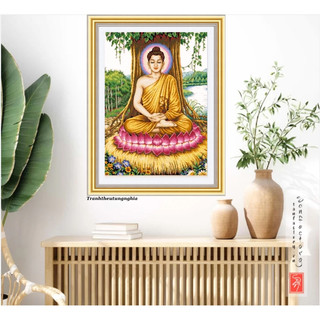 Tranh thêu chữ thập phật thích ca 39cm x 49cm - 1m11 x 85cm