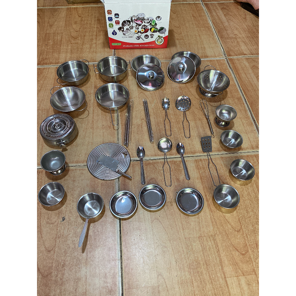 Bộ đồ chơi nấu ăn bằng inox 25 món 32 món 40 món dành cho các bé yêu