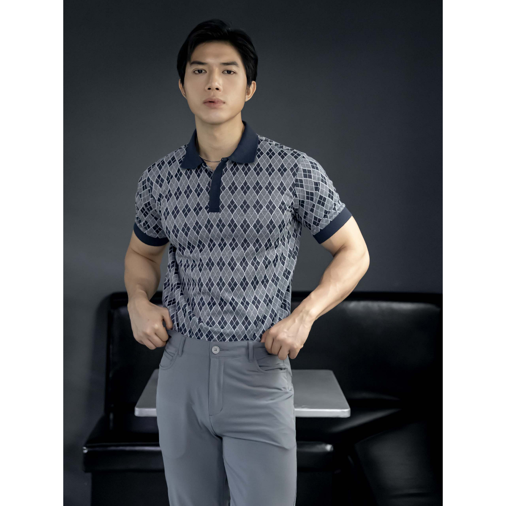 Áo Polo Nam Mature Standard Check, Chất Vải Cotton Dệt Blend Thoải Mái, PL0065, SOMEHOW