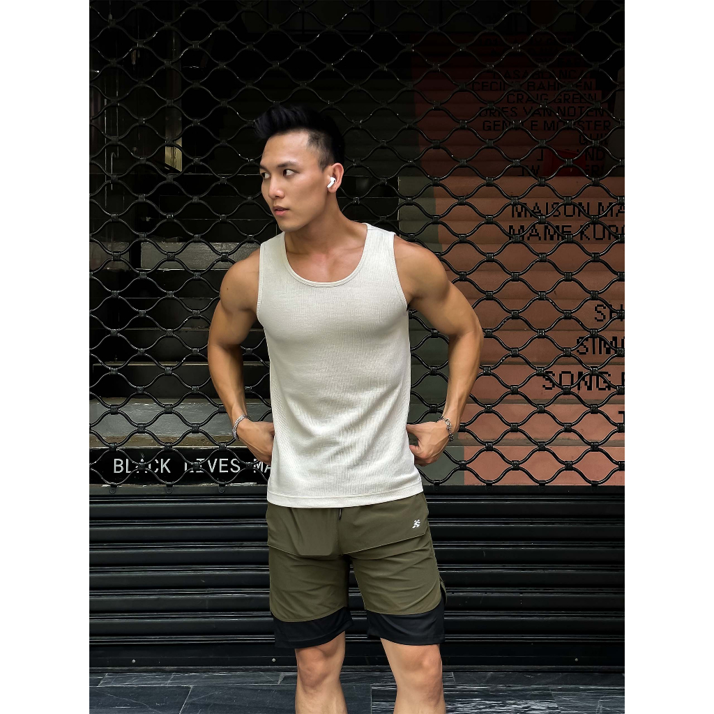 Áo Tanktop Nam Essential Waves, Chất Vải Cotton Dệt Len Thoải Mái, TT0002, SOMEHOW