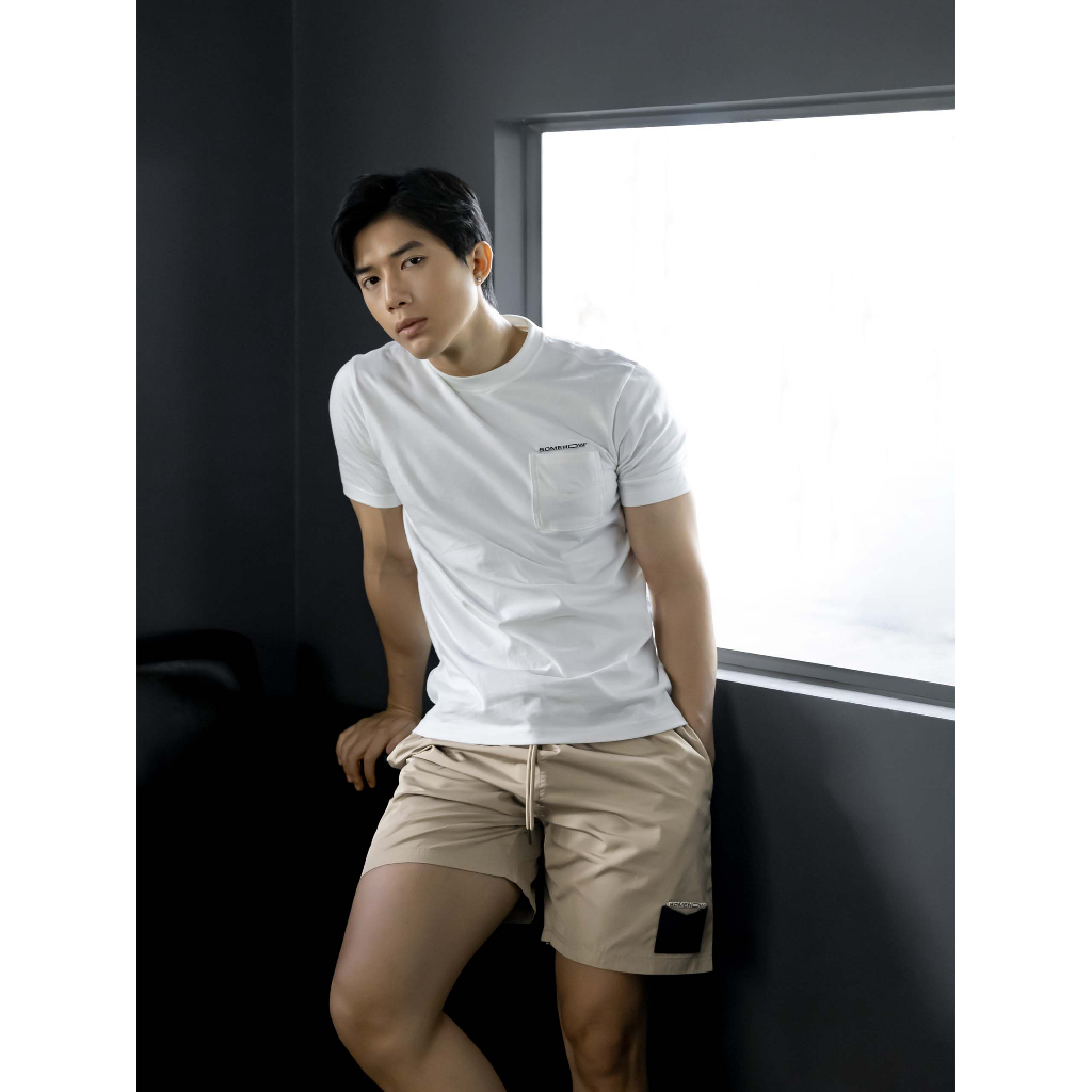 Set Nam White T-shirt With Brown Short, Chất Vải Áo Cotton, Quần Dù Gió Thoải Mái, SB0018, SOMEHOW