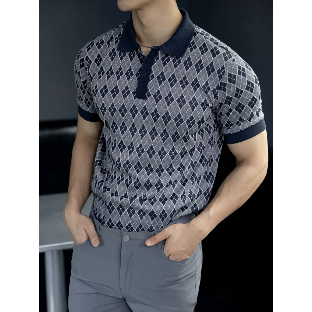 Áo Polo Nam Mature Standard Check, Chất Vải Cotton Dệt Blend Thoải Mái, PL0065, SOMEHOW