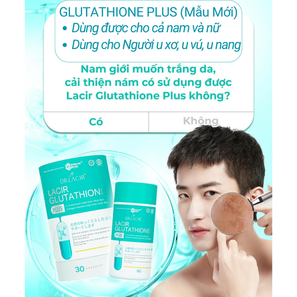 Glutathione 600, viên uống trắng da Glutathion mẫu mới xóa nám, sáng da, nâng tone, Dr Lacir