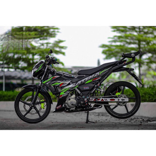 tem rời satria lửa full đen phối  xanh lá