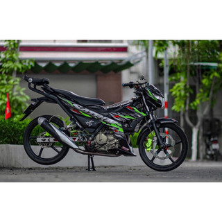 tem rời satria lửa full đen phối  xanh lá