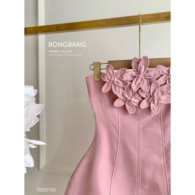 Đầm đi tiệc 2 màu pastel hồng- trắng