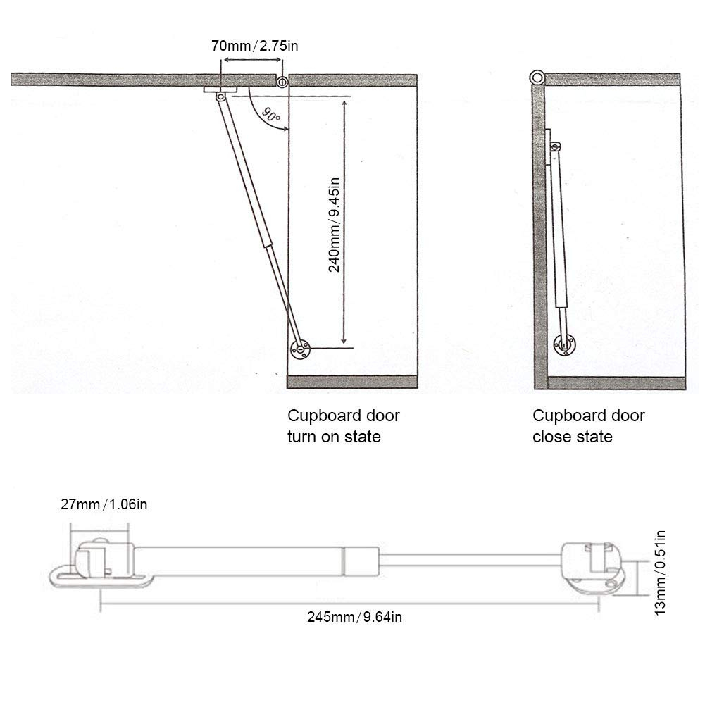Ty hơi nâng yên xe máy MÀU ĐEN/ Ben hơi thủy lực/ Tay chóng tủ bếp 10 inch/ Ti hơi giảm chấn