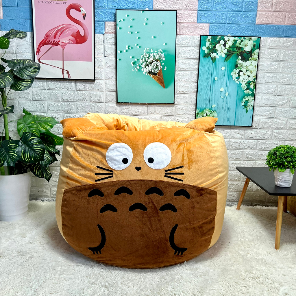 Vỏ bọc ghế lười hạt xốp NHUNG LẠNH HANMADE TOTORO (KHÔNG HẠT XỐP)