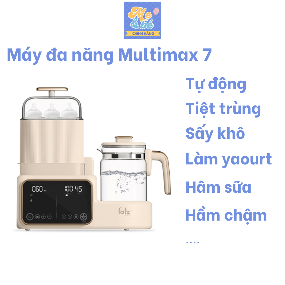 Máy tiệt trùng sấy khô Fatzbaby dòng Multimax,giúp mẹ thêm các chức năng hâm sữa, thức ăn, hầm chậm và đun nước pha sữa.