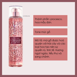 Bộ Sản Phẩm Mist Xịt Toàn Thân, Gel Tắm, Lotion BBW A Thousand Wishes Từ Mỹ
