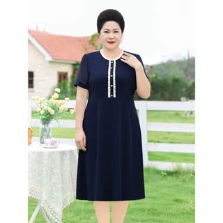 đầm lụa trung niên tay ngắn cổ bèo bigsize (thời trang bigsize vicky.g - anitagreen) NQ823