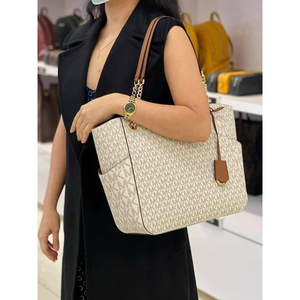 Túi xách nữ tote trắng logo Michael Kors