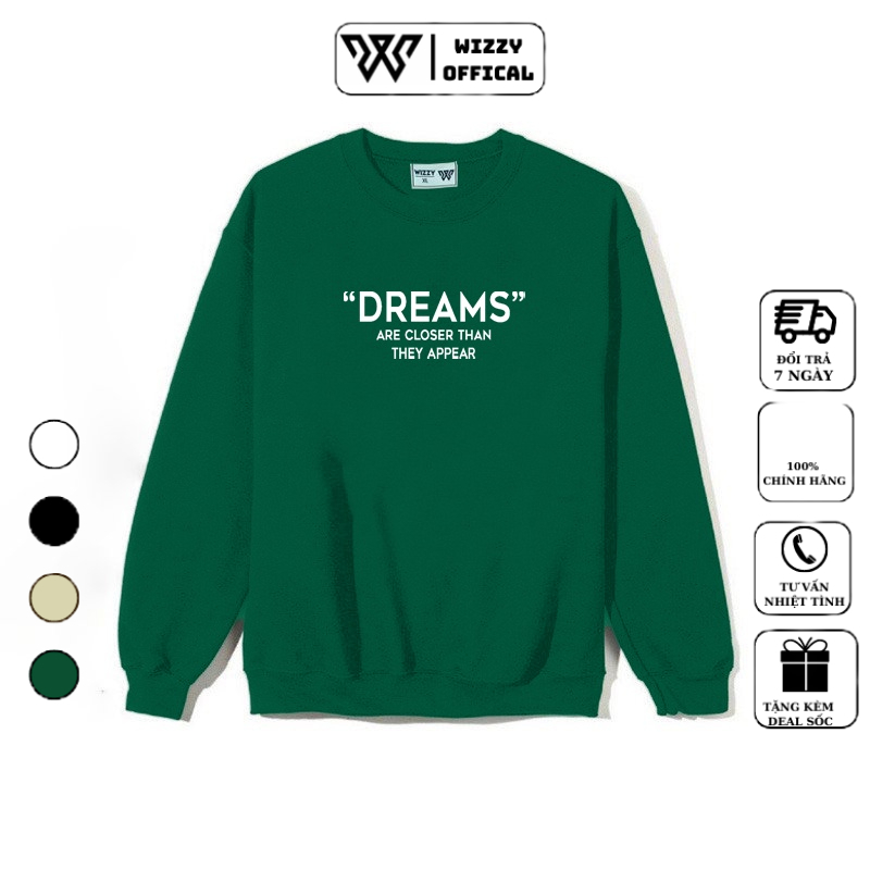 Áo thu đông nam dài tay cổ tròn 4 màu trẻ trung phong cách thể thao in chữ Dream mã 01