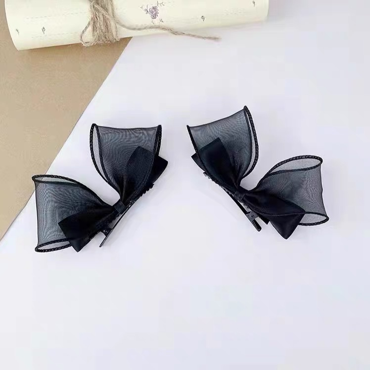 Set 2 kẹp tóc nơ voan, set kẹp tóc cho bé gái đáng yêu tiểu thư cho bé gái L015