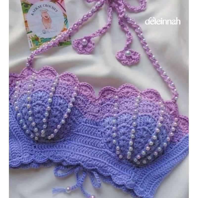 𝐏𝐀𝐒𝐓𝐄𝐋 𝐂𝐑𝐎𝐂𝐇𝐄𝐓 𝐌𝐄𝐑𝐌𝐀𝐈𝐃 𝐁𝐑𝐀𝐒𝐒𝐈𝐄𝐑𝐄 I Áo len Mermaid cúp ngực đi biển siêu mát mẻ