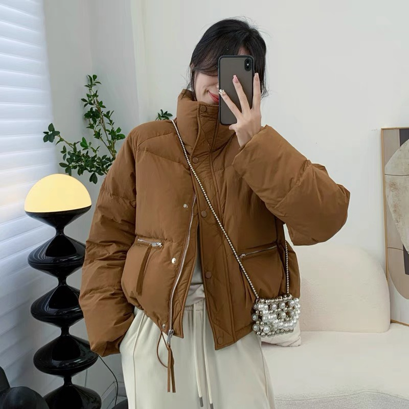 Áo phao béo nữ đại hàn không mũ dáng ngắn cúc bộc vải cao cấp khoác mài mùa đông siêu ấm Deliz ChouChou | BigBuy360 - bigbuy360.vn