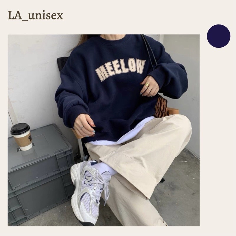 Áo sweater nỉ bông MELLOW form rộng dài tay unisex  swt mặc đôi nam nữ mùa đông ulzzang ChouChou Deliz