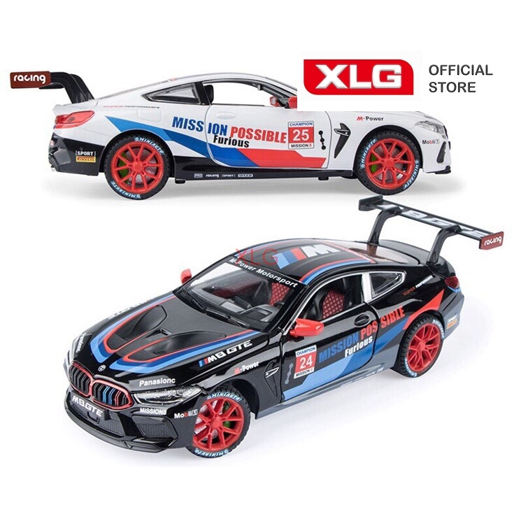 Mô hình xe BMW M8 GTE Sport 1:24 XLG bằng hợp kim có đèn âm thanh