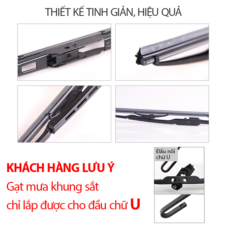 Gạt mưa ô tô khung xương sắt chính hãng VTS thanh lưỡi gạt kính nước mưa ôtô xe hơi cao cấp