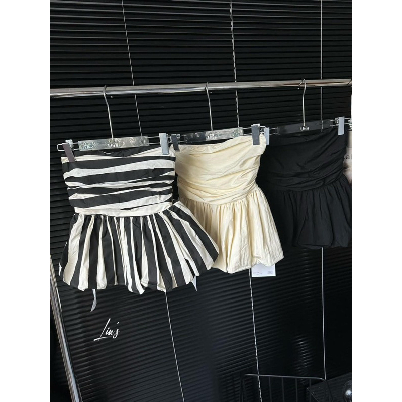 Áo Ống Sọc Voan Peplum Xoè Dáng Bí