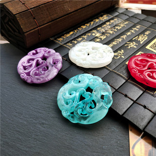 Ngọc bội resin họa tiết tròn 52*52mm nguyên liệu làm trâm làm trang sức cổ trang việt phục