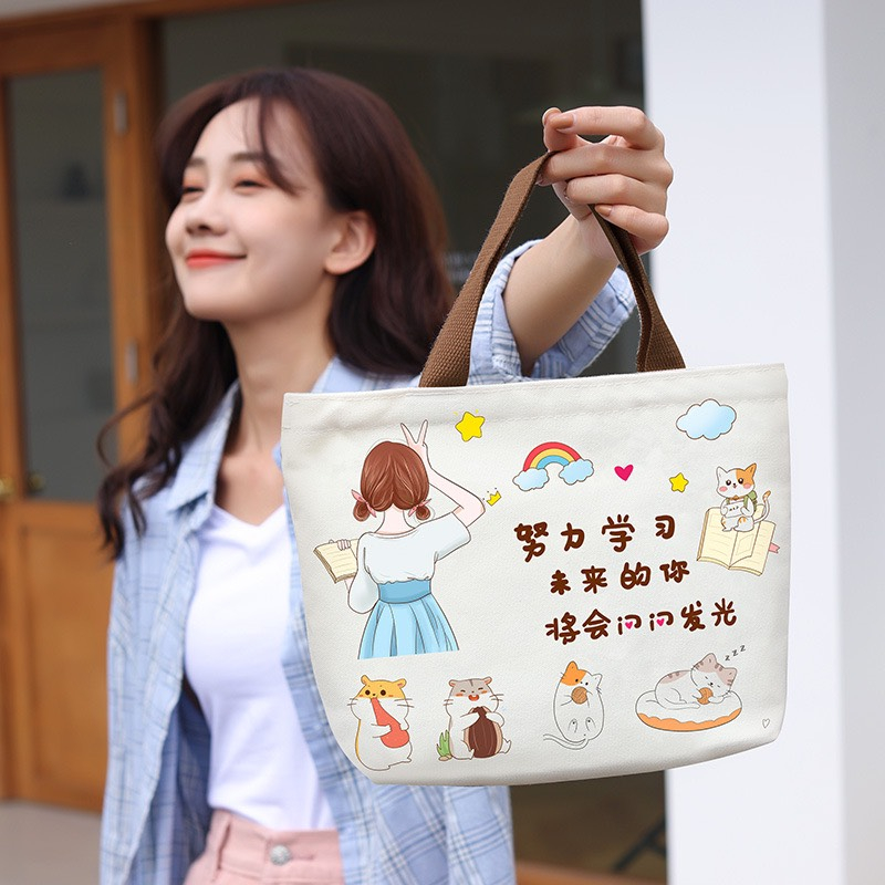 Túi Vải Tote Họa Tiết Hoạt Hình Phong Cách Hàn Cho Nữ TUI3
