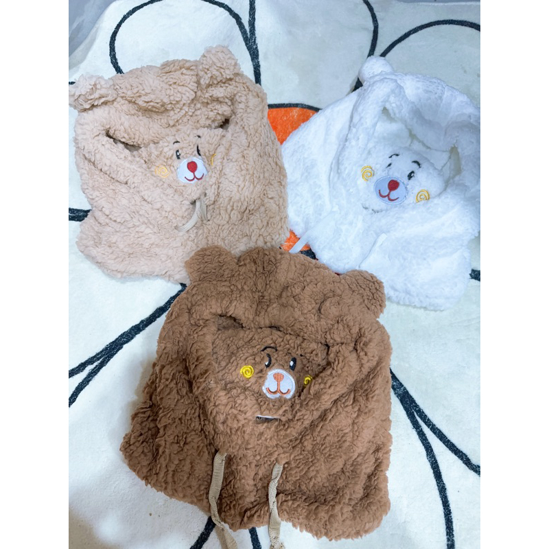 NLG01 Mũ Len nón len Tai Gấu Lông Mềm có khẩu trang siêu xinh đáng yêu