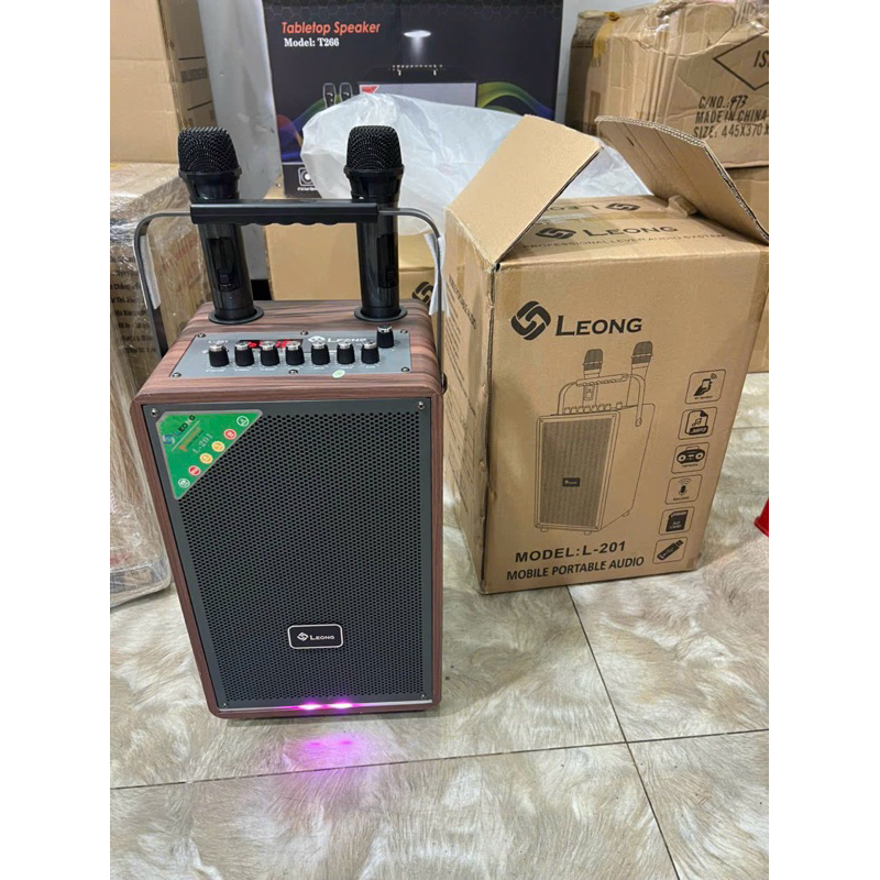 Loa kéo LEONG L201 2 mic không dây uhf