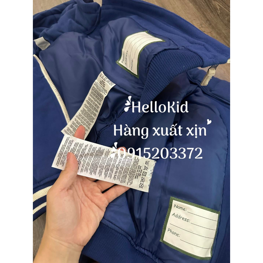 Áo khoác xanh NYC tay pha da dáng bomber cho bé