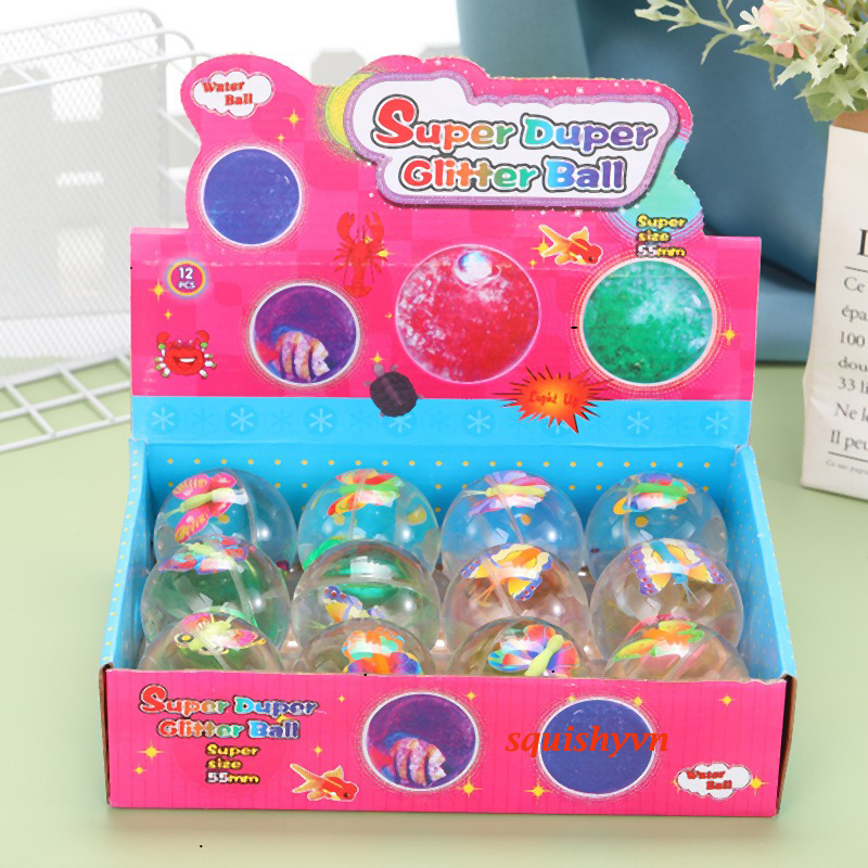 Quả cầu pha lê nhấp nháy phát sáng, quả bóng đàn hồi, bóng nảy nhiều màu, sắc bóng nước nhấp nháy