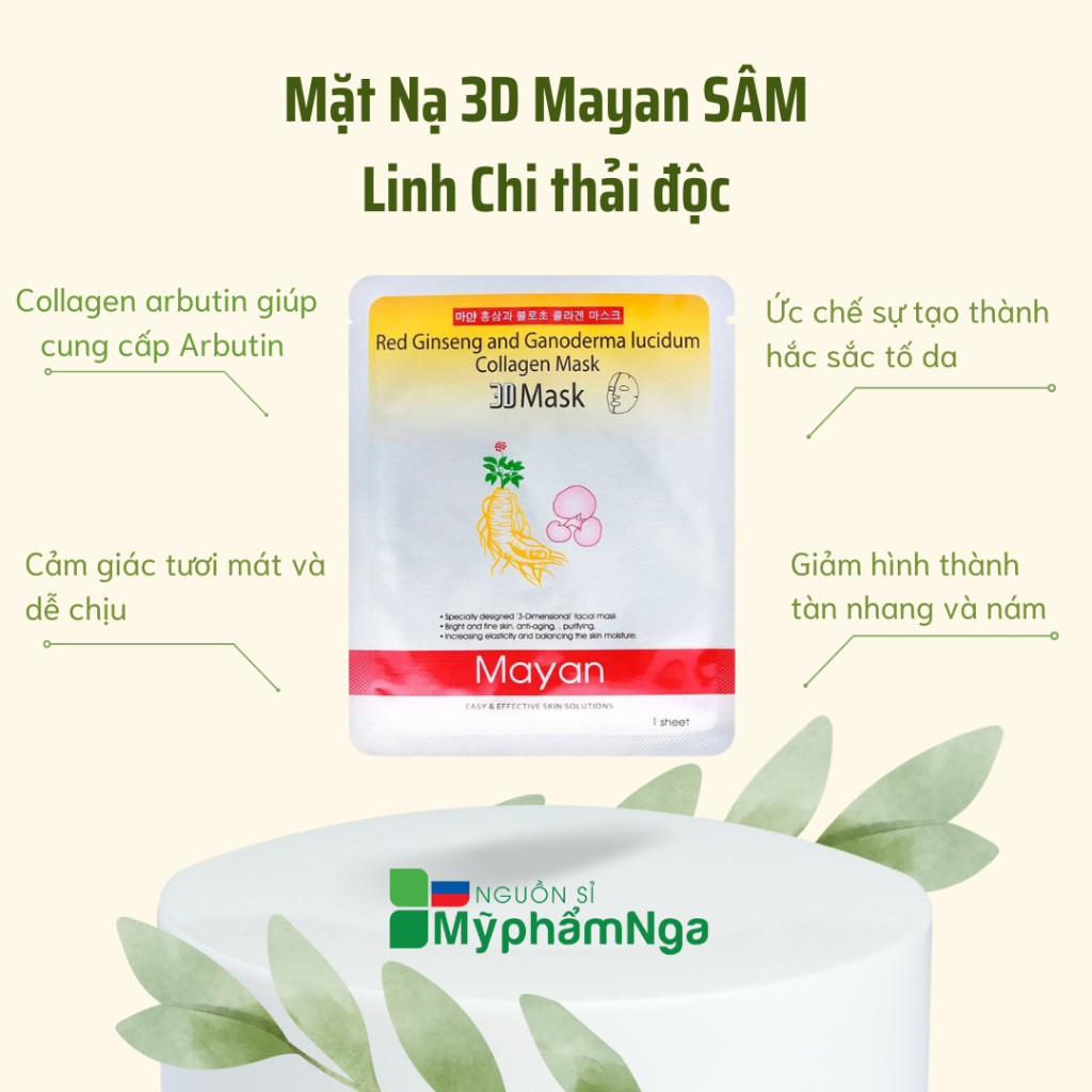 Mặt Nạ 3D Mayan SÂM Linh Chi thải độc, sáng mịn da