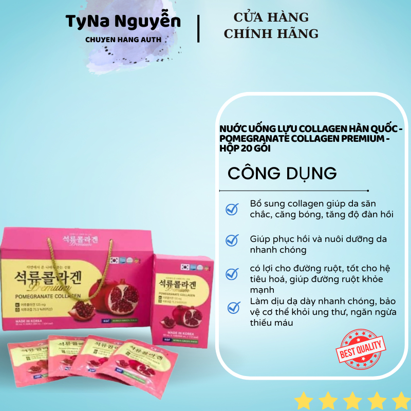 Nuớc Uống Collagen Lựu  Hàn Quốc - Pomegranate Collagen Premium - Hộp 20 Gói