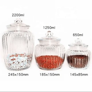 hũ thuỷ tinh sọc / bộ 3 hũ sọc dung tích 650ml , 1250ml , 2200ml đựng gia vị , muối dưa cà , đựng đồ khô