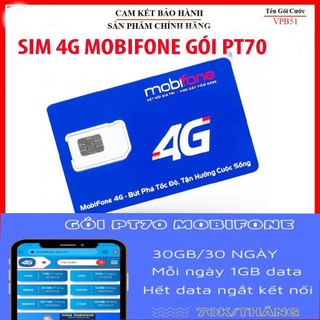 [ FREE DATA] Khuyến Mại 12 Tháng Sim data, MobiFone 4g gói PT70  sim data 4g
