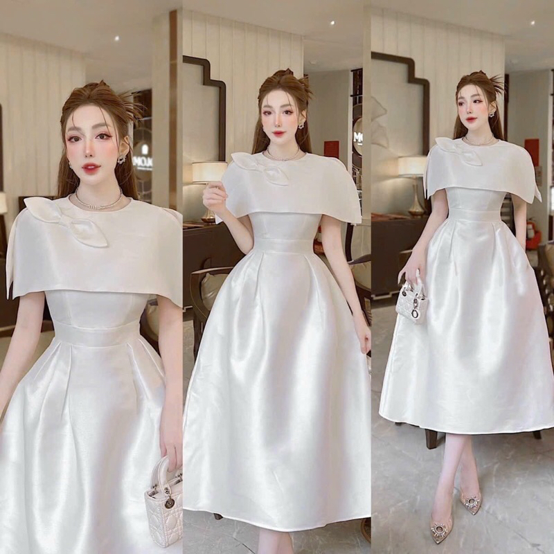 Đầm midi tatfa dự tiệc cổ thiết kế sang chảnh Bigsize 45-100kg ❤️